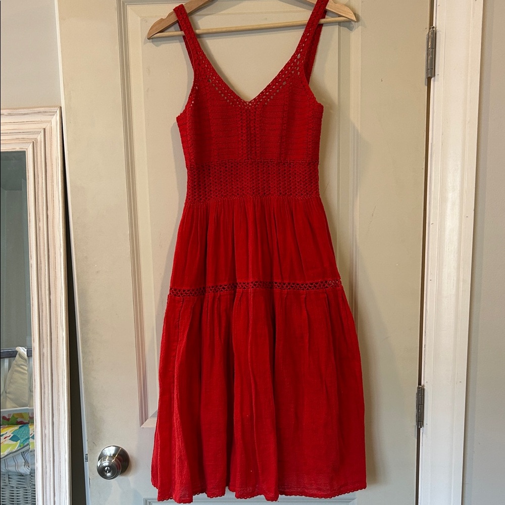 Red Knit Midi Dress